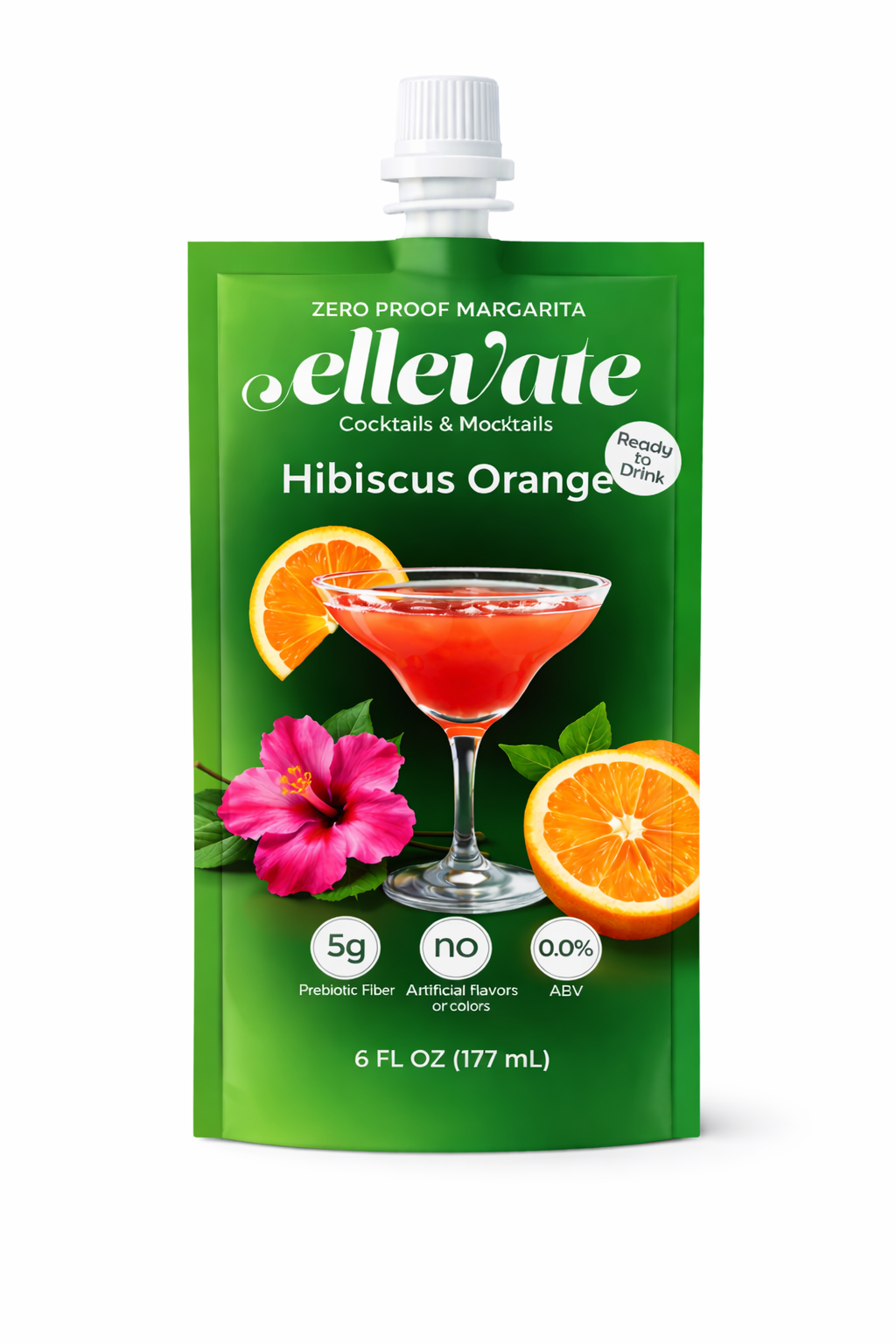 Ellevate Hibiscus Orange prebiotic margarita pouch