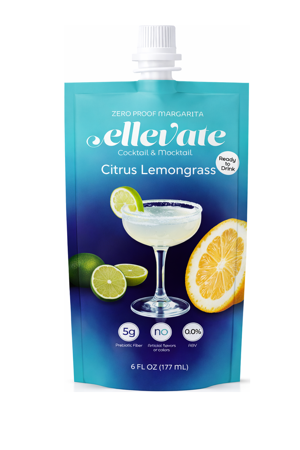 Ellevate Citrus Lemongrass zero-proof prebiotic margarita