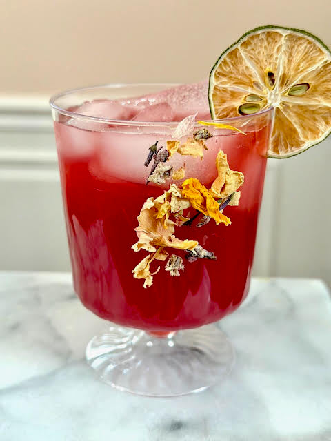 Ellevate Hibiscus Ginger zero-proof prebiotic margarita