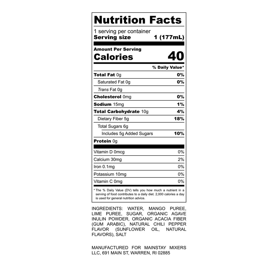 Ellevate_Spicy Mango Nutrition Label