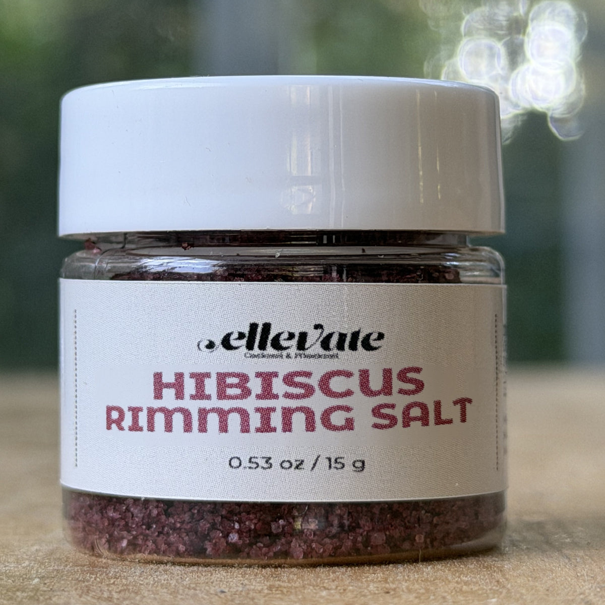 Ellevate Hibiscus Rimming Salt, mini 0.53 oz jar